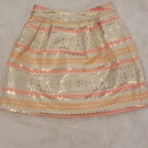 Metallic and Neon Accent Aztec Print Skirt